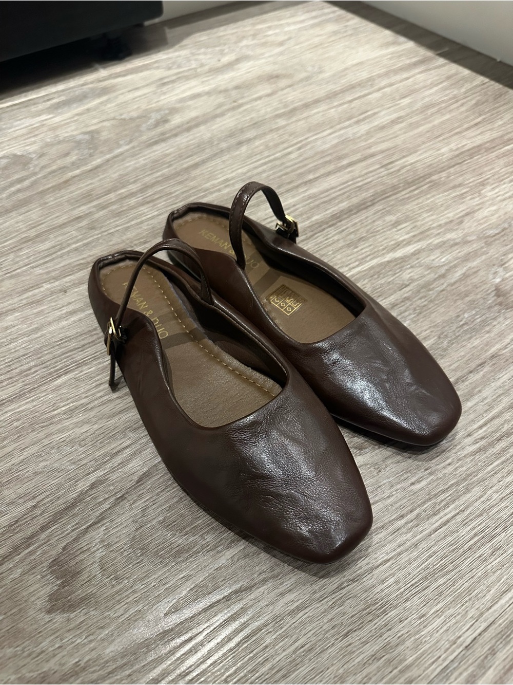 Brown Slingback Leather Flats - Unbranded
